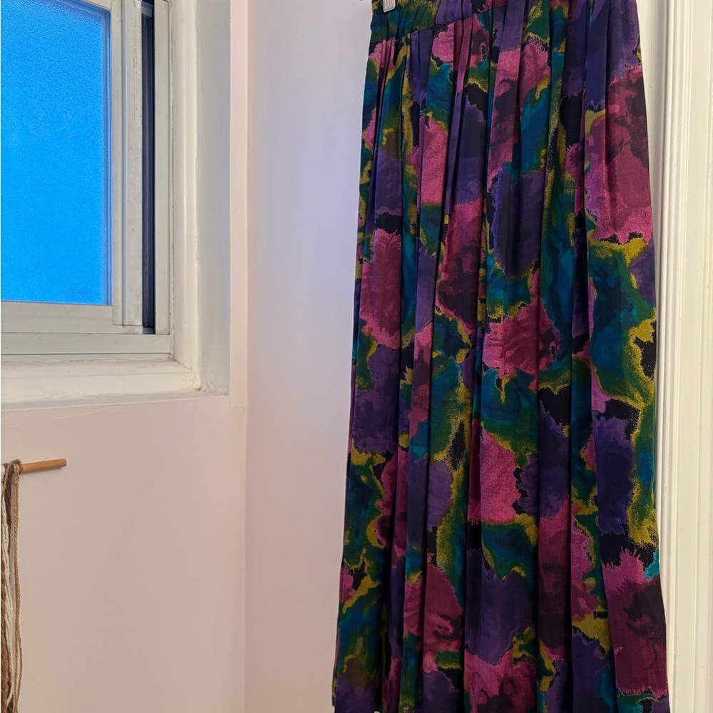 Floral Watercolor Print Vintage Skirt
